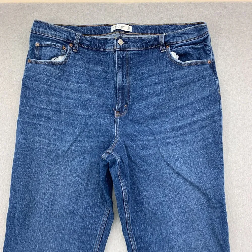 Abercrombie & Fitch Jeans 35/20R 90s Straight Ultra High Rise Stretch Denim - Picture 2 of 16